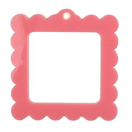 Bag Tag: Large Scallop Square - Pink
