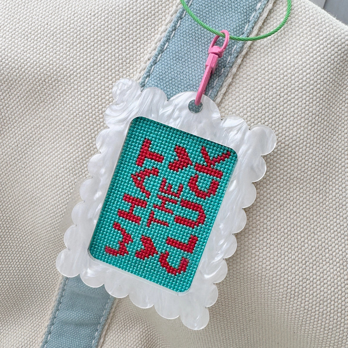 Bag Tag: Large Scallop Rectangle - Navy