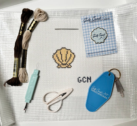 Driftwood Shell Beginner Needlepoint Canvas & Kit