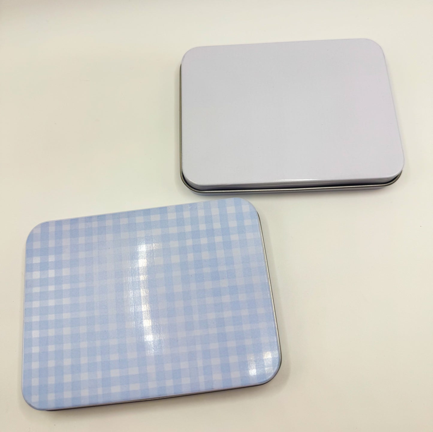 Blue Gingham Magnetic Needle Tin | Needlepoint & Cross Stitch Accessory Case