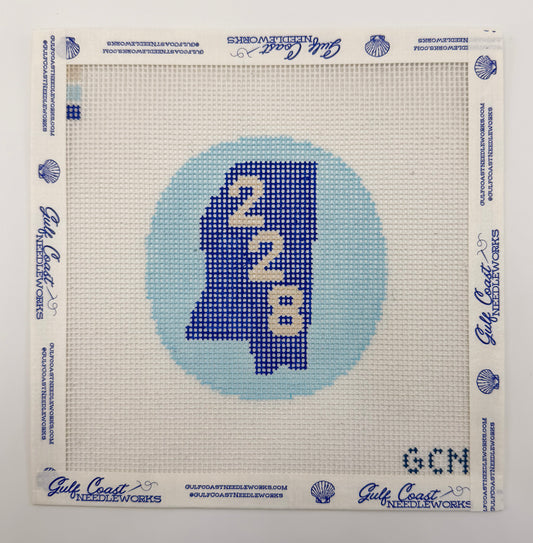 Mississippi 228 Round Needlepoint Canvas | Hand-Painted Design