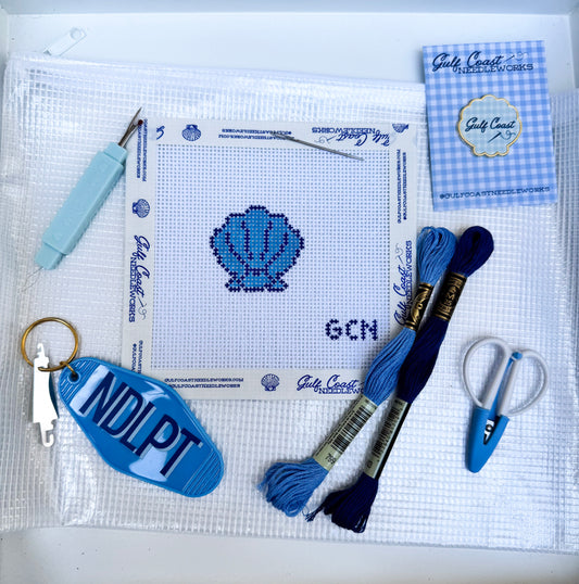 Sea Glass Shell Beginner Needlepoint Canvas