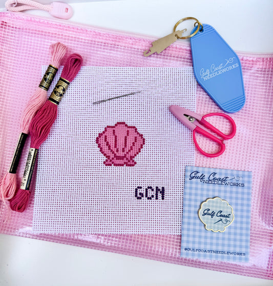 Blushing Shell Beginner Needlepoint Canvas