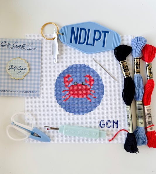 Coastal Crab Beginner Needlepoint Canvas & Kit