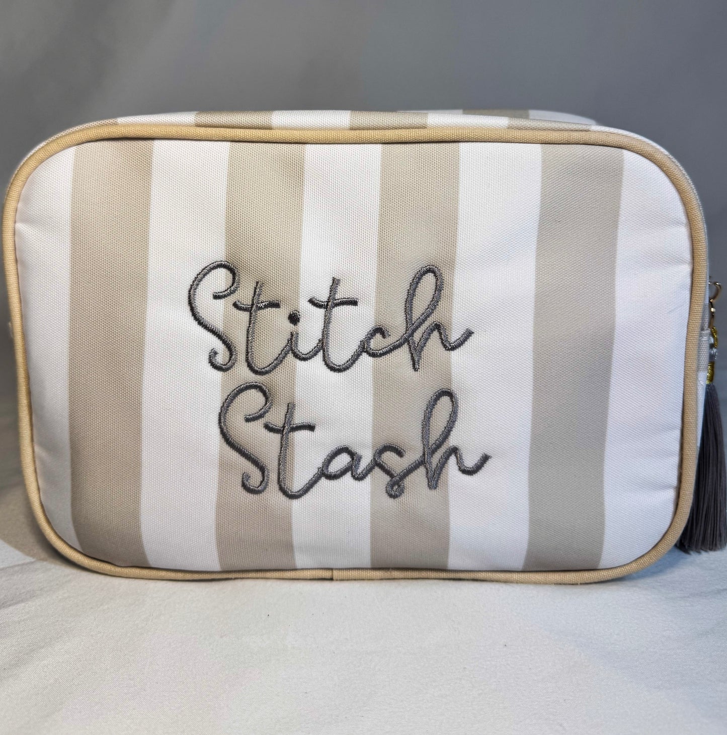 Stitch Stash Embroidered Bag | Needlepoint Accessory Pouch | Cosmetic & Travel Organizer