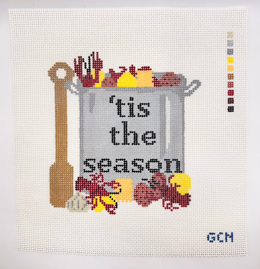 Tis The Season - Crawfish Boil | Hand-Painted Needlepoint Canvas 13 Mesh