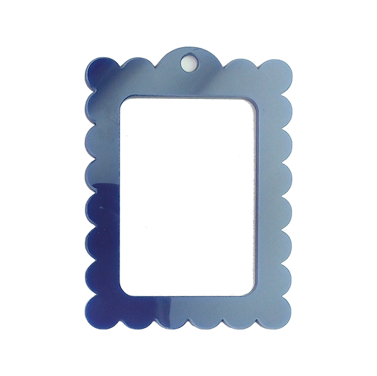 Bag Tag: Large Scallop Rectangle - Navy
