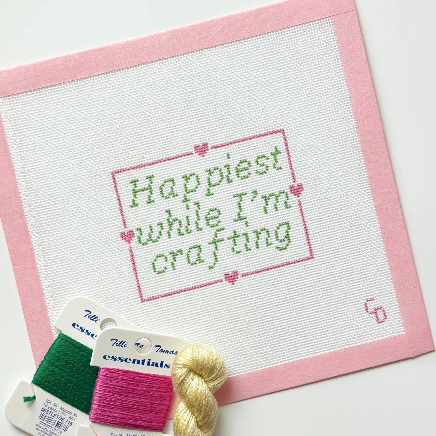 Happiest When I’m Crafting | Hand Painted Needlepoint Canvas