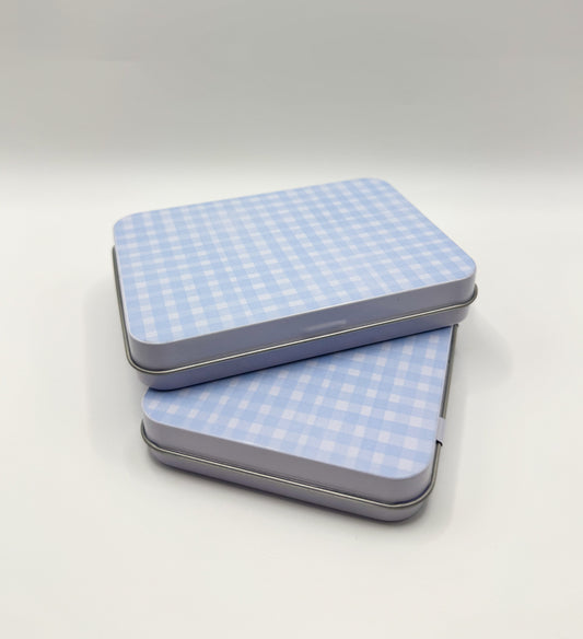Blue Gingham Magnetic Needle Tin | Needlepoint & Cross Stitch Accessory Case
