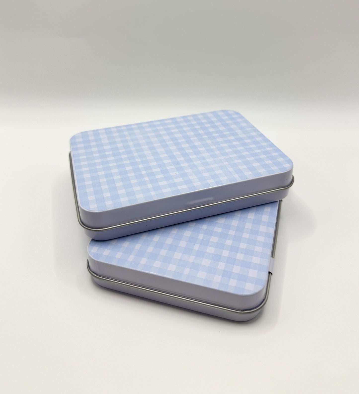 Blue Gingham Magnetic Needle Tin | Needlepoint & Cross Stitch Accessory Case