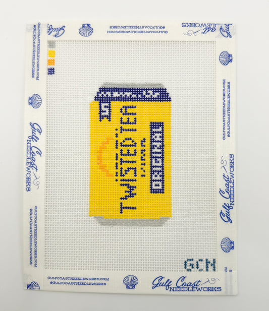 Twisted Tea Can Hand-Painted Needlepoint Canvas | 18 Mesh Hard Iced Tea Mini Canvas | Lake Day & Beach Stitch