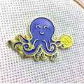 Blue Stitching Octopus Magnetic Enamel Needle Minder