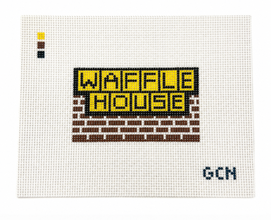 24 Hour Diner Brick Sign | Hand-Painted Needlepoint Canvas