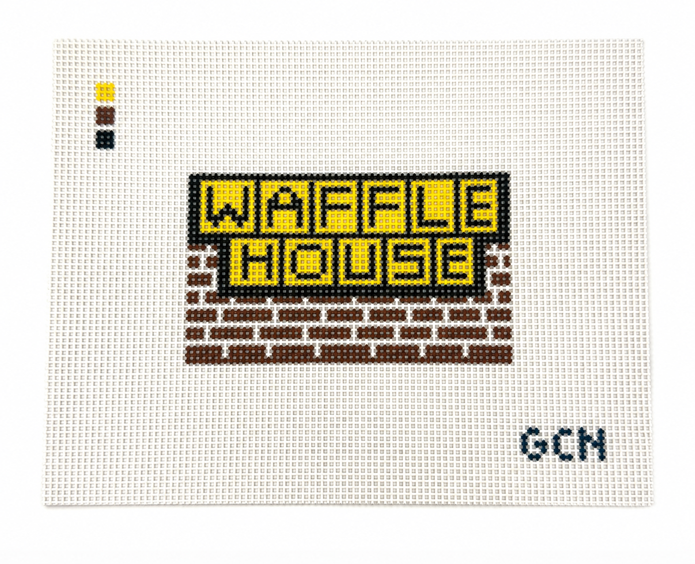 24 Hour Diner Brick Sign | Hand-Painted Needlepoint Canvas