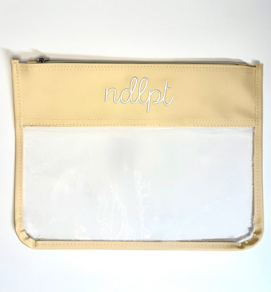 NDLPT Embroidered Needlepoint Project Bag | Small 8" x 11" Clear WIP Pouch