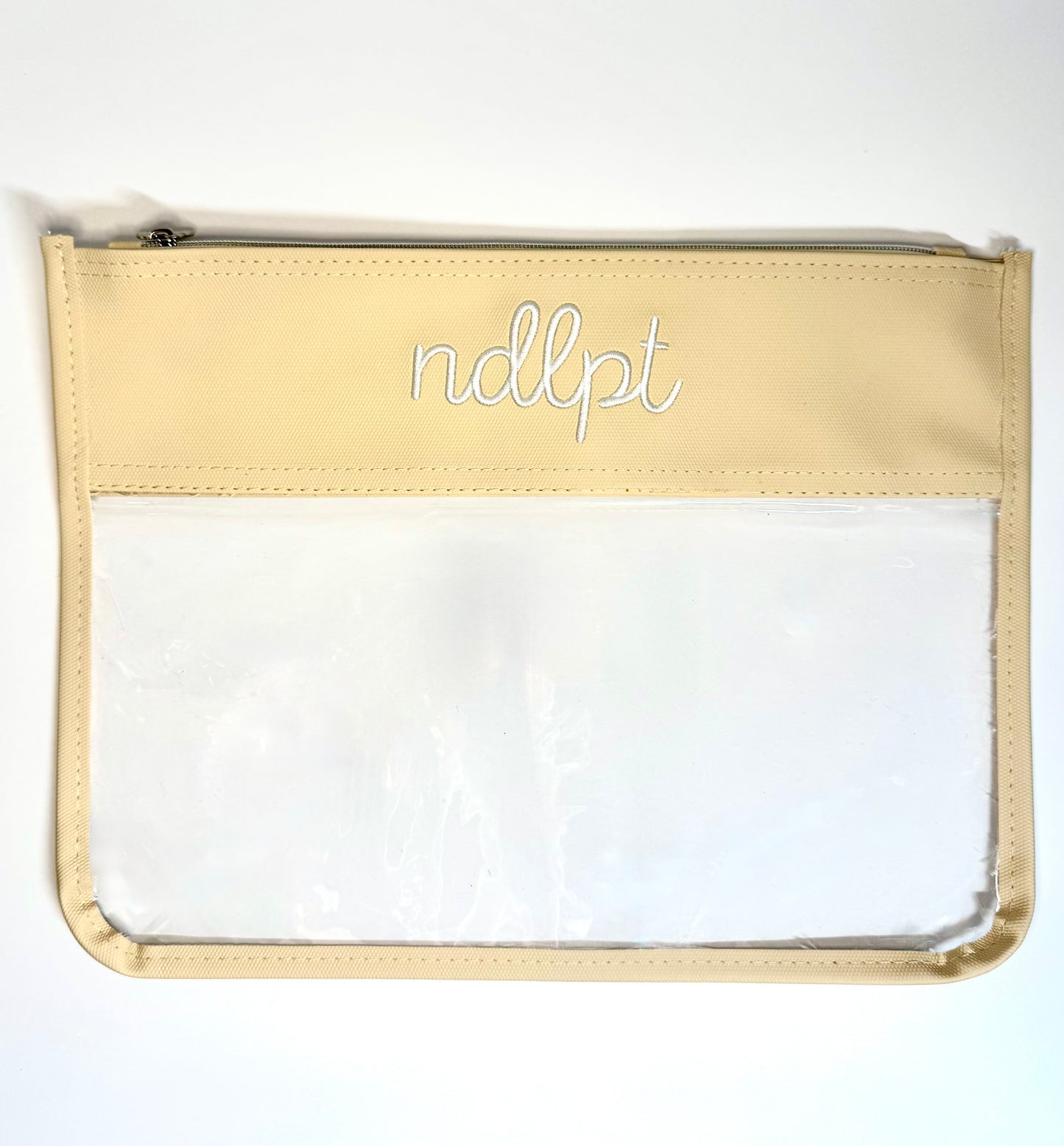 NDLPT Embroidered Needlepoint Project Bag | Small 8" x 11" Clear WIP Pouch