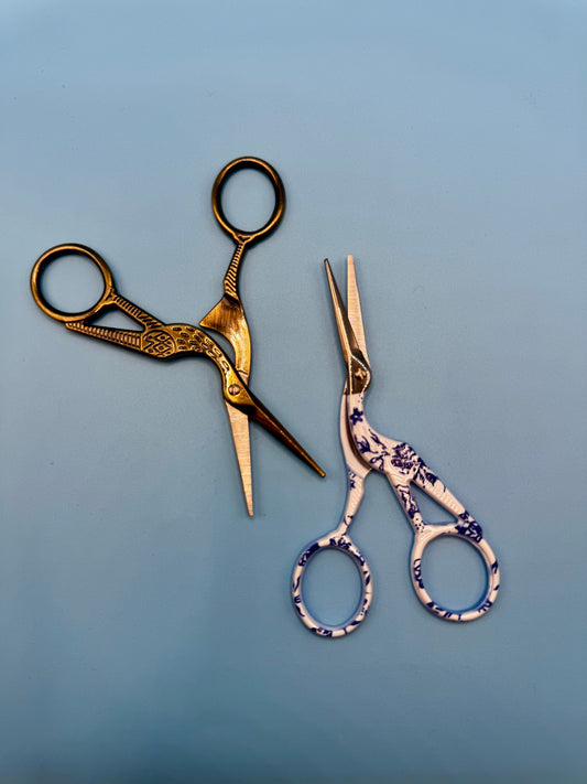 Vintage Inspired Stork Needlepoint & Embroidery Scissors