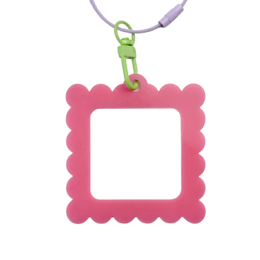 Bag Tag: Large Scallop Square - Pink
