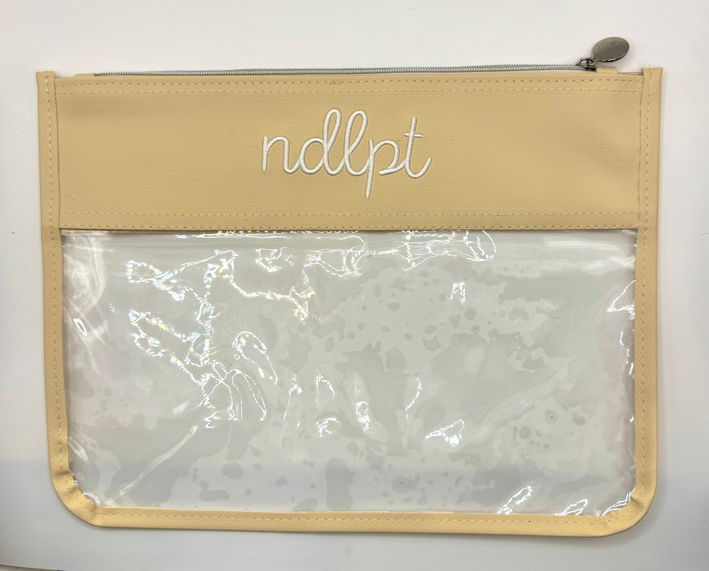 NDLPT Embroidered Needlepoint Project Bag | Small 8" x 11" Clear WIP Pouch