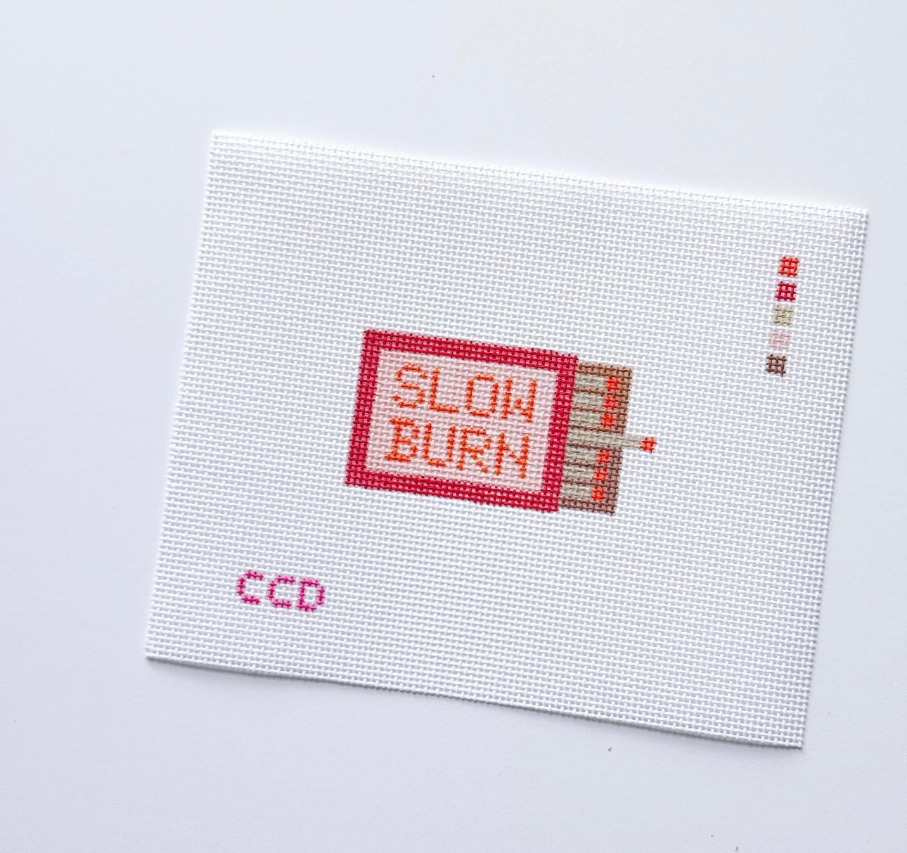 Slow Burn Match Box Hand Painted Needlepoint Canvas | 13 mesh canvas
