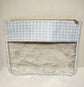 Blue Gingham PU Leather Needlepoint Project Bag | Medium 11" x 14" Clear WIP Bag