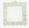 Bag Tag: Small Scallop Square - Pearl White