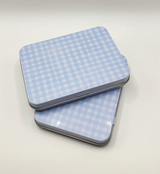 Blue Gingham Magnetic Needle Tin | Needlepoint & Cross Stitch Accessory Case