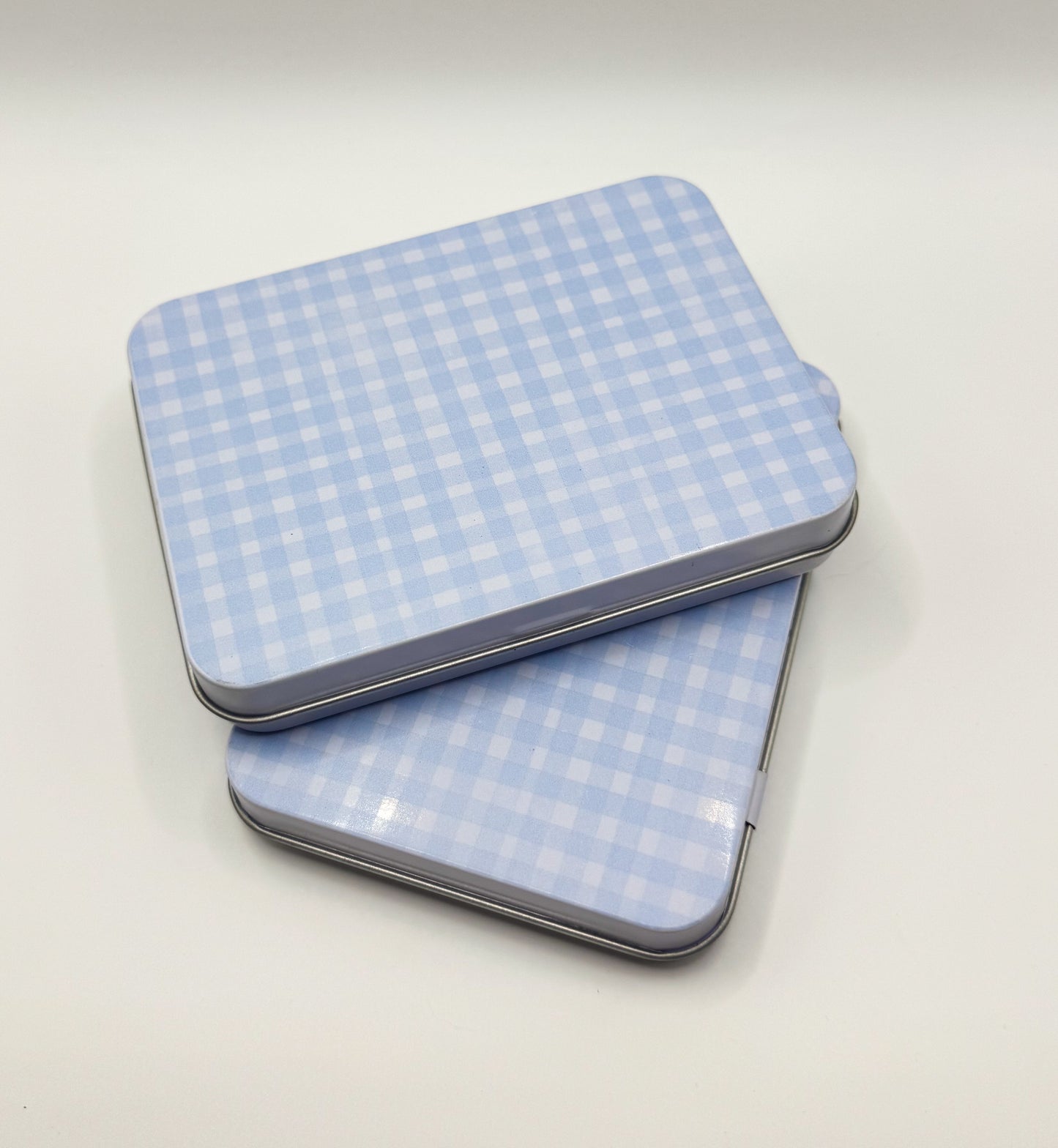 Blue Gingham Magnetic Needle Tin | Needlepoint & Cross Stitch Accessory Case