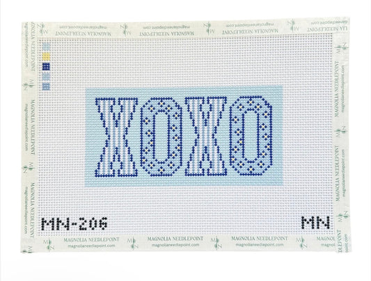 XOXO Blue Block Letters Insert Needlepoint Canvas