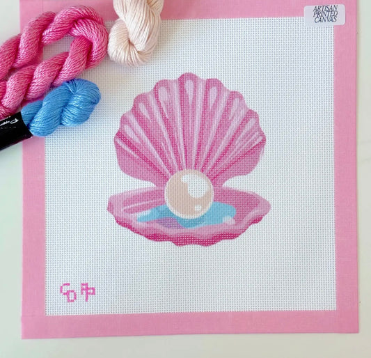 Pink Pearl Shell Needlepoint Canvas - 18 mesh
