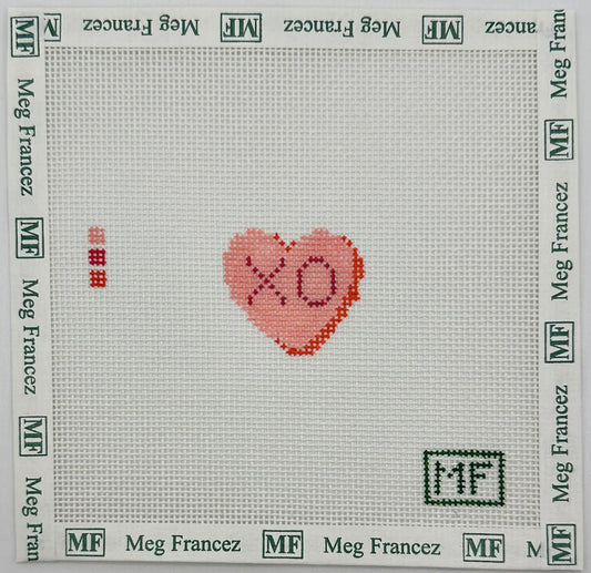 Pink Heart Mini Hand-Painted Needlepoint Canvas