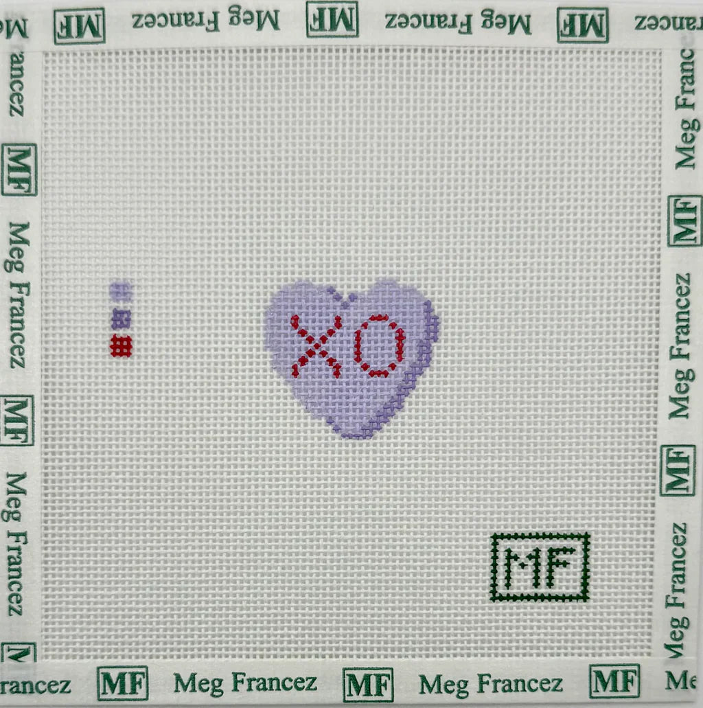 Lavender Heart Mini Hand-Painted Needlepoint Canvas