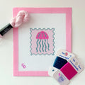 Jellyfish Stamp Needlepoint Canvas, Summer Needlepoint, Beach Needlepoint, 18 Mesh