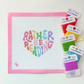 “Rather Be Reading” Needlepoint Canvas, Rainbow Heart Needlepoint, 18 Mesh
