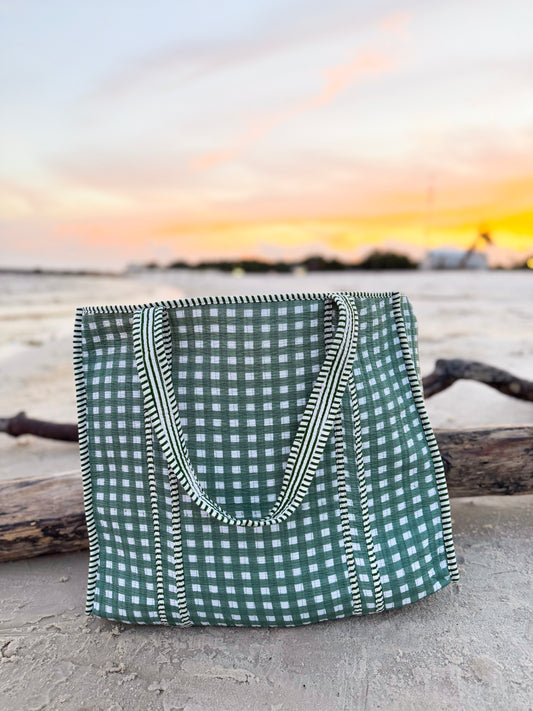 Farmer's Market Hand-Quilted Large Tote Bag