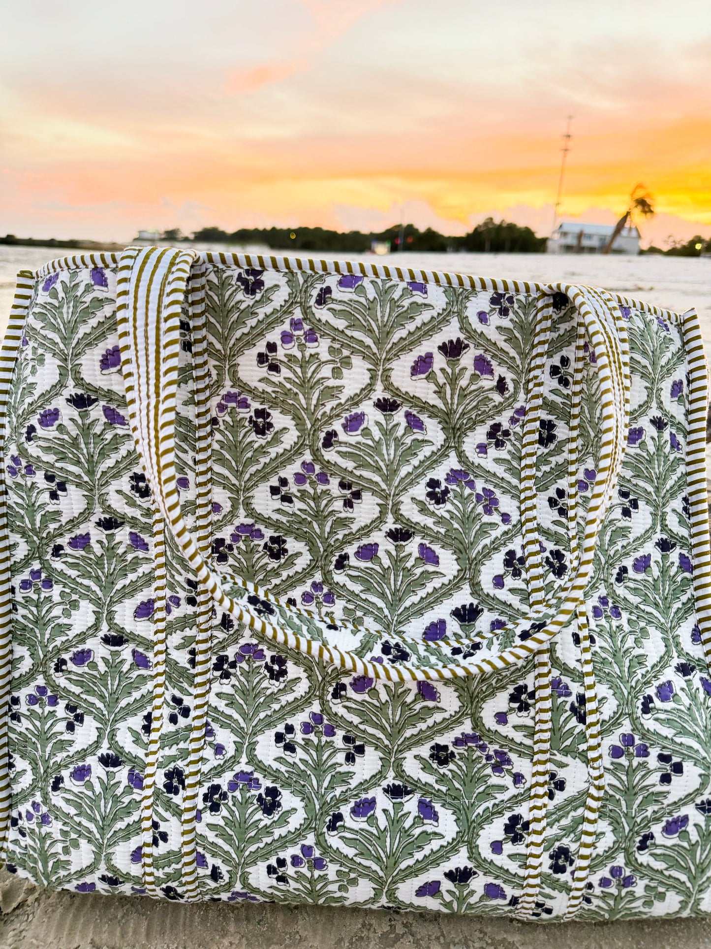 Lavender Fields Hand-Quilted Large Tote Bag