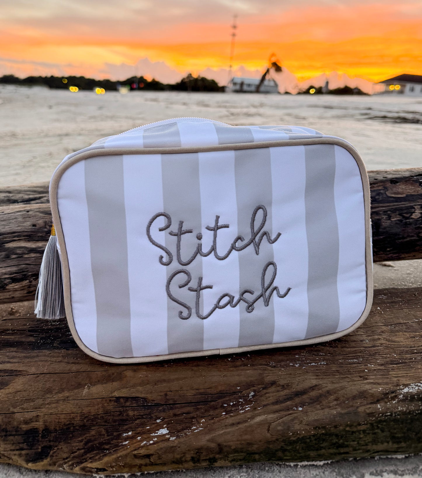 Stitch Stash Embroidered Bag | Needlepoint Accessory Pouch | Cosmetic & Travel Organizer