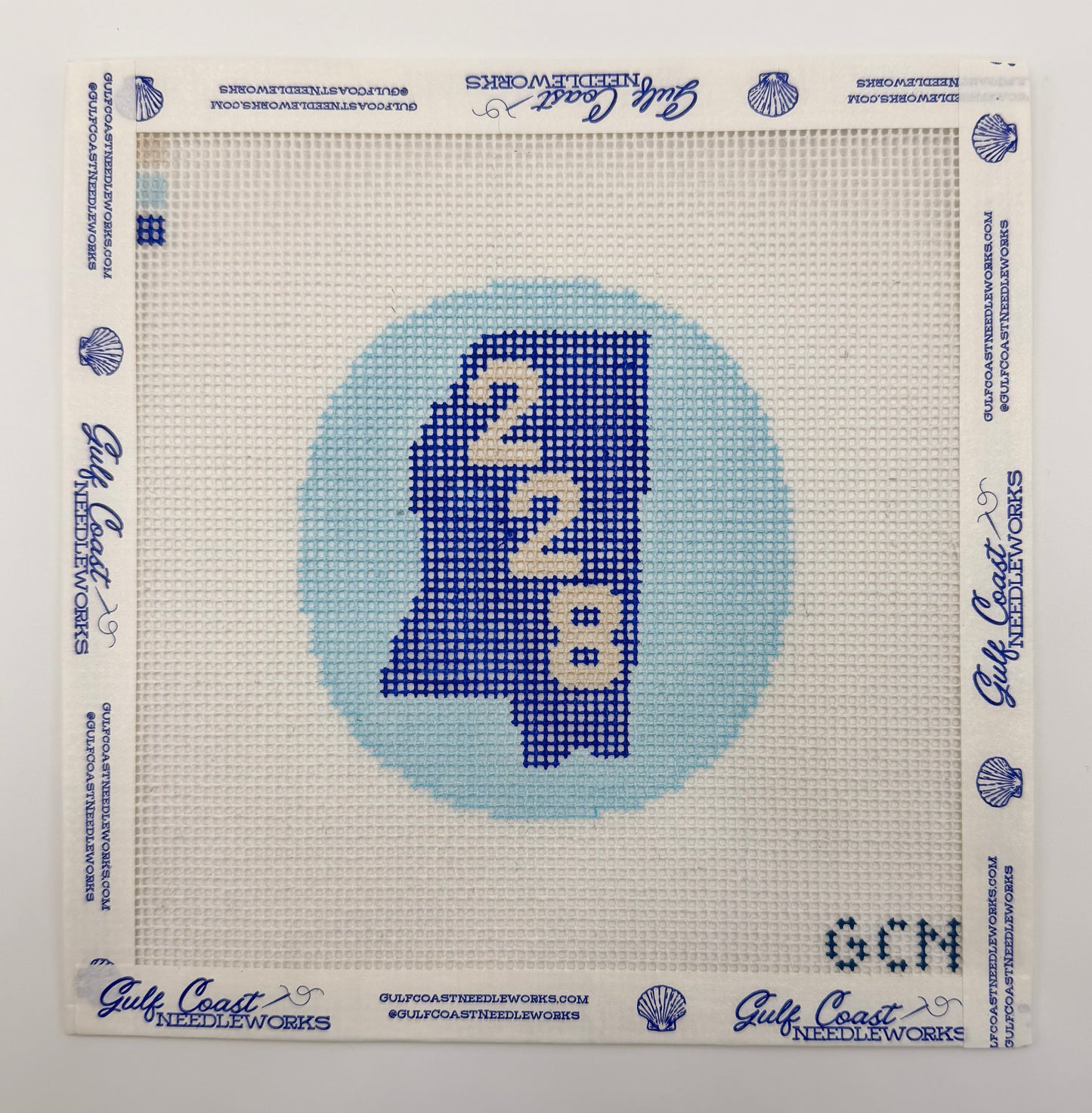 Mississippi 228 Round Needlepoint Canvas | Hand-Painted Design