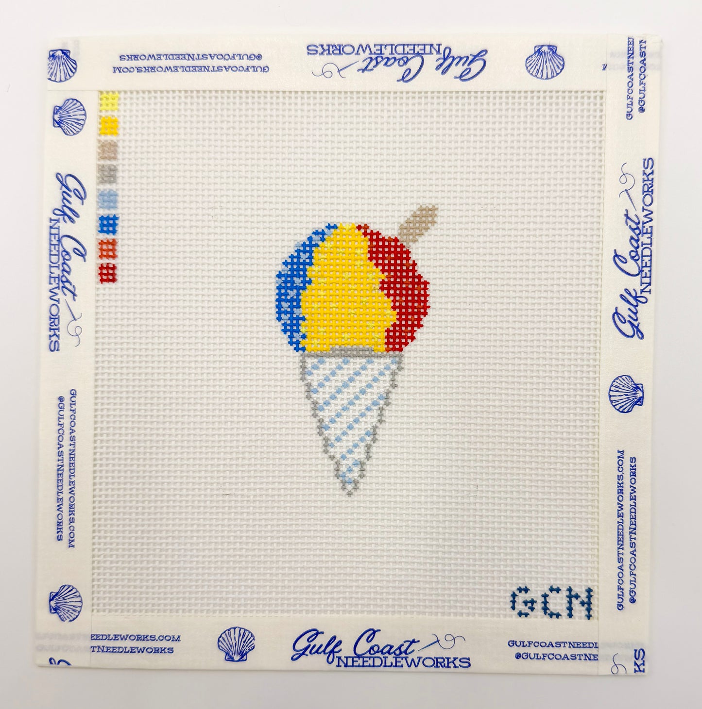 Mini Snowball Needlepoint Canvas | Hand Painted 18-Mesh Needlepoint Canvas