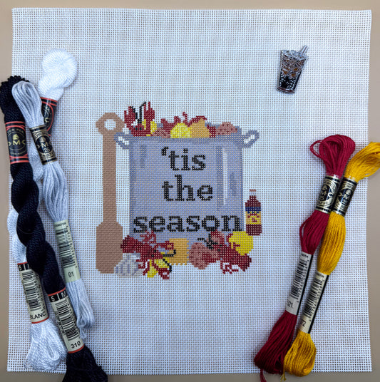Tis the Season Crawfish Boil Needlepoint Canvas – 18 Mesh