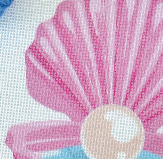 Pink Pearl Shell Needlepoint Canvas - 18 mesh