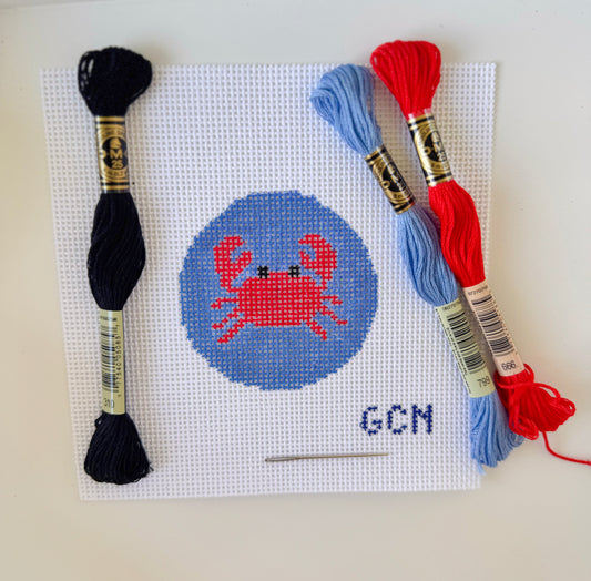 Coastal Crab Beginner Needlepoint Canvas & Kit