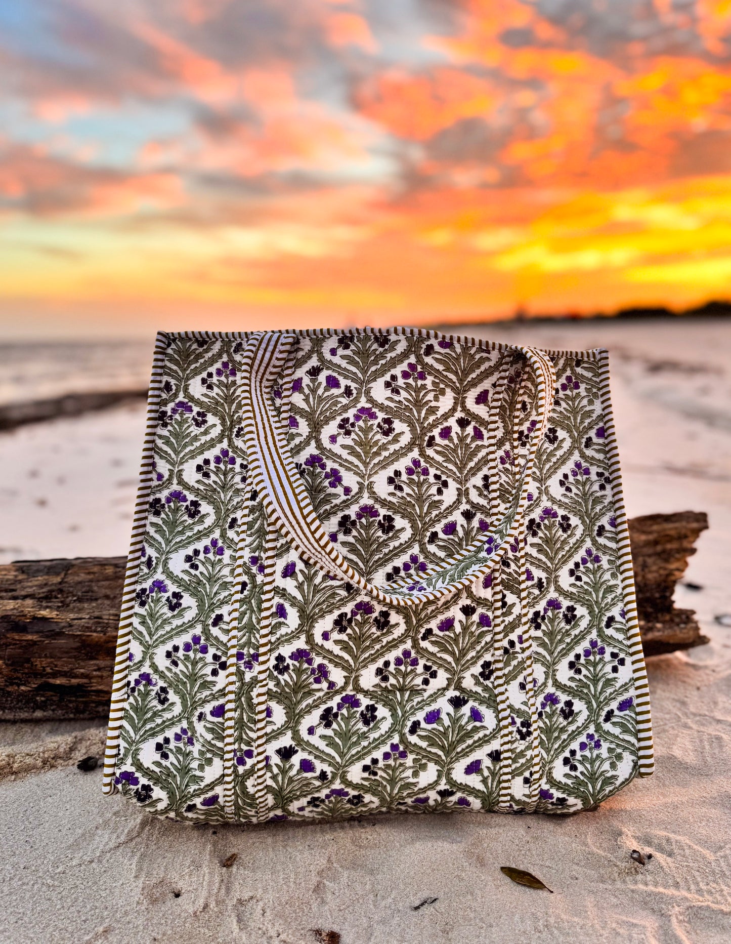Lavender Fields Hand-Quilted Large Tote Bag