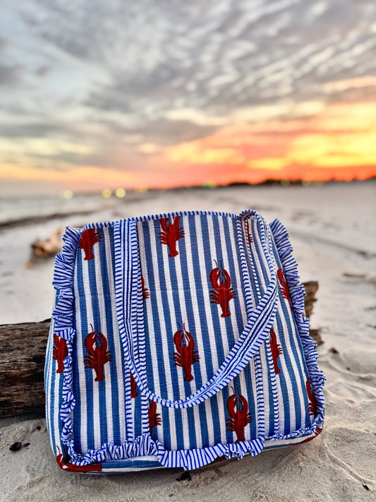 Bayou Boil Hand-Quilted Large Tote Bag With Ruffled Edges