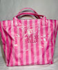 Pink Cabana Striped Waterproof Beach Tote