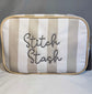 Stitch Stash Embroidered Bag | Needlepoint Accessory Pouch | Cosmetic & Travel Organizer