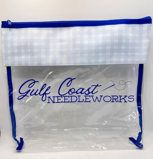 Gulf Coast Needleworks Gingham Project Bag | Medium 11" x 13" Clear Needlepoint WIP Bag