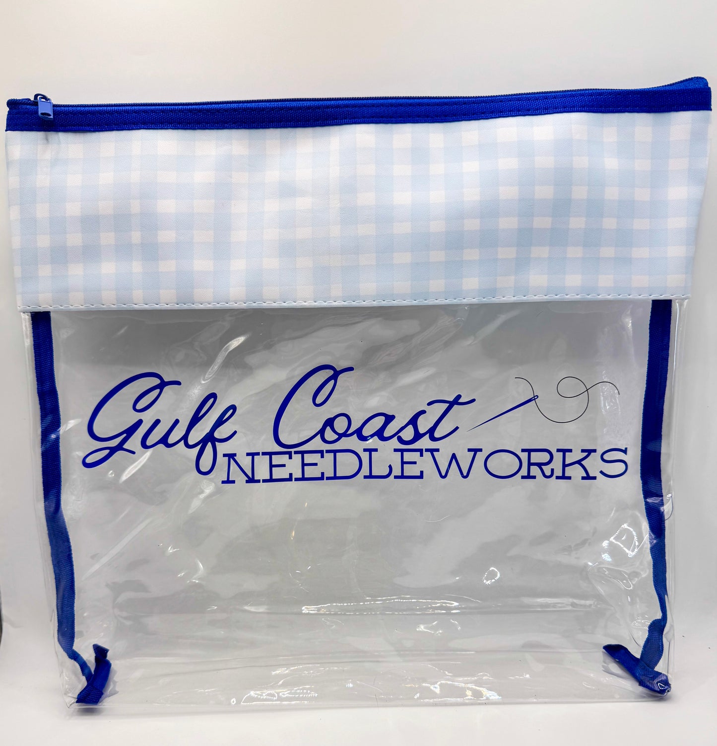 Gulf Coast Needleworks Gingham Project Bag | Medium 11" x 13" Clear Needlepoint WIP Bag