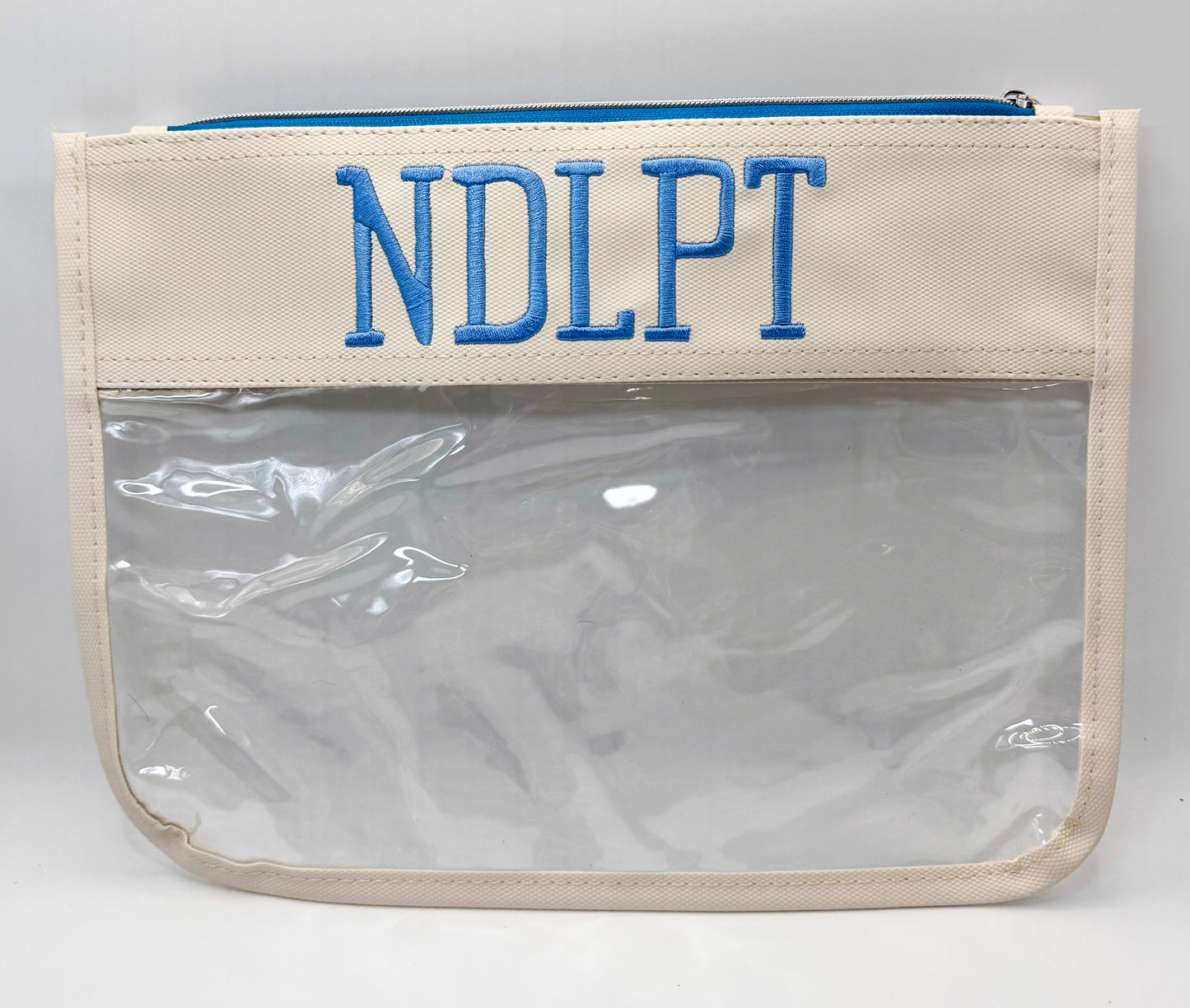 NDLPT Embroidered Needlepoint Project Bag | Small 8" x 11" Clear WIP Pouch