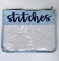 "Stitches" Embroidered Needlepoint Project Bag | Medium 11" x 14" Clear WIP Bag